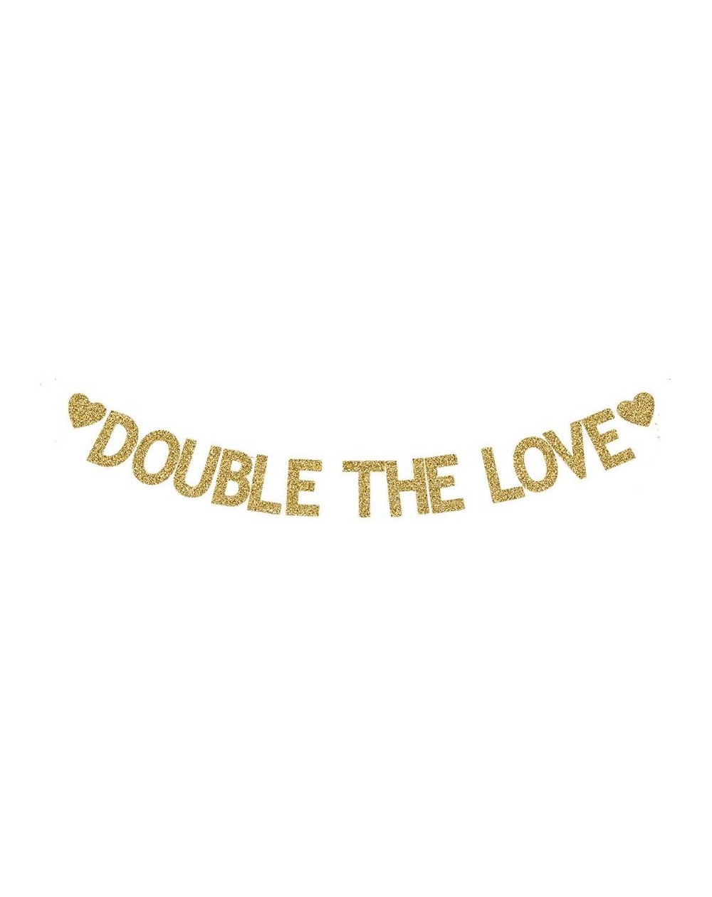 Banners & Garlands Double The Love Banner- Twins Baby Shower/Twins Birthday/Engagement/Wedding Party Gold Gliter Paper Sign D...