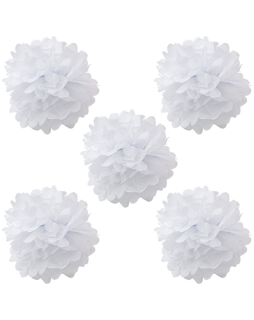 Tissue Pom Poms Set of 5 - White 8" - (5 Pack) Tissue Pom Poms Flower Party Decorations for Weddings- Birthday- Bridal- Baby ...
