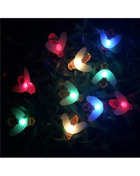 Outdoor String Lights Solar Powered Honey Bee String Light Outdoor 10LED Fairy String Light Battery Operated Waterproof for G...