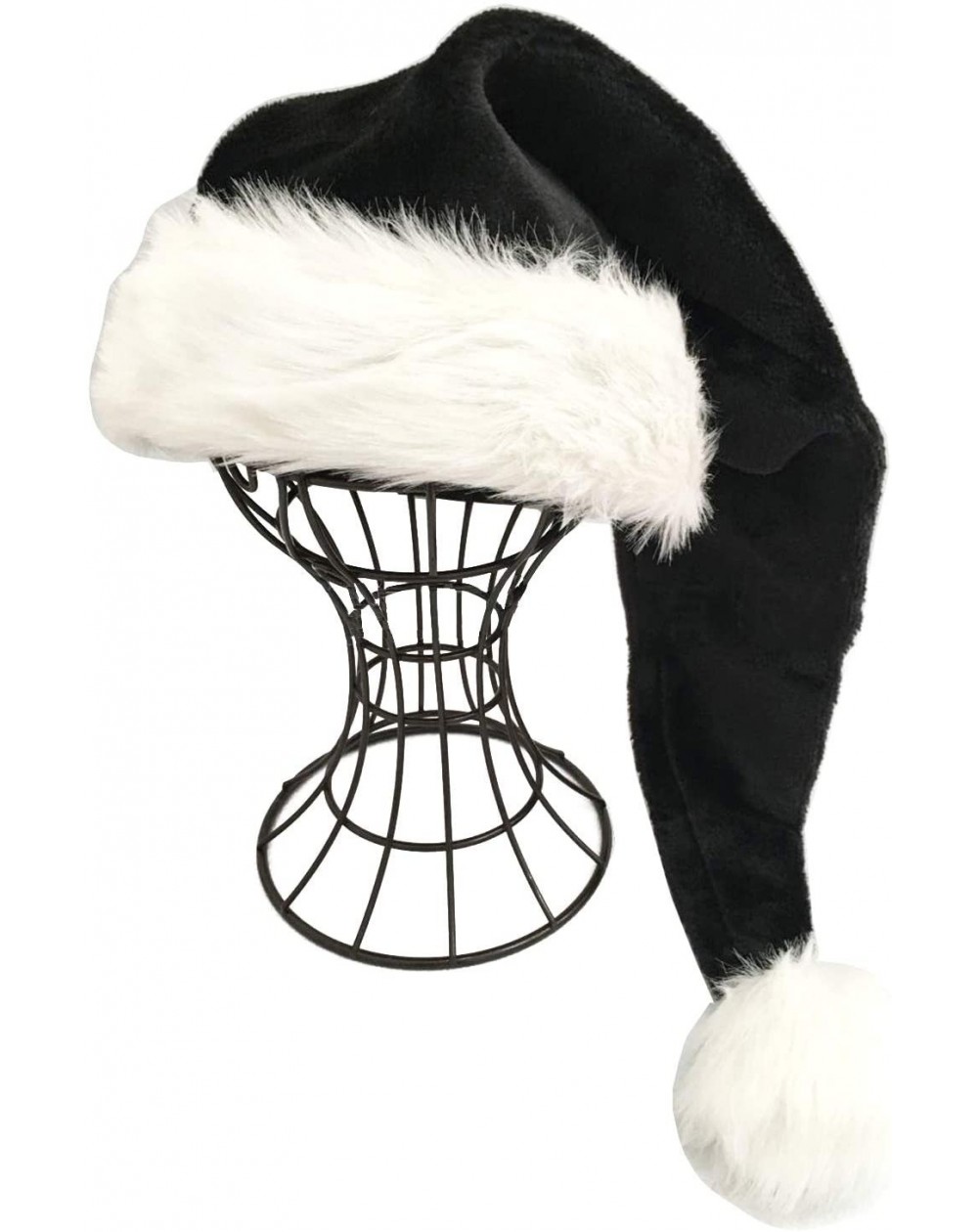 Black Santa Hat - Adults Deluxe Black and White Xmas Christmas Hat Pack ...