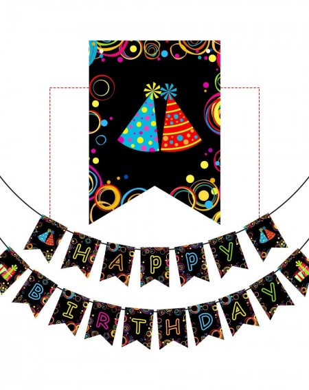 Banners Glow Birthday Party Banner- Happy Birthday Glowing Bunting Party Supplies- Glow Party Decorations for Birthday Party ...