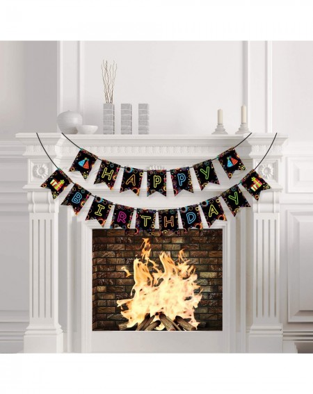 Banners Glow Birthday Party Banner- Happy Birthday Glowing Bunting Party Supplies- Glow Party Decorations for Birthday Party ...