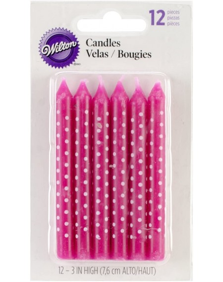 Birthday Candles Candles- 3-Inch- Pink with White Dots- 12-Pack - CE11FGGU09L $20.49