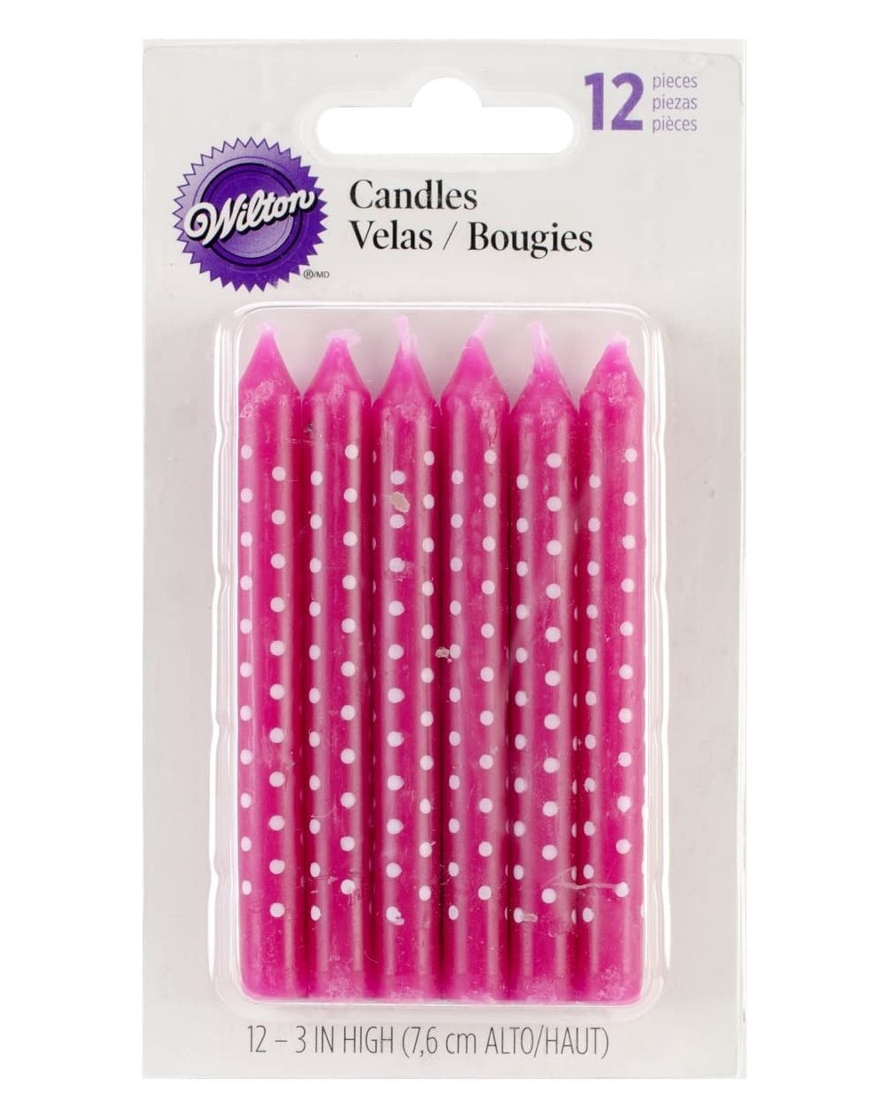 Birthday Candles Candles- 3-Inch- Pink with White Dots- 12-Pack - CE11FGGU09L $8.38