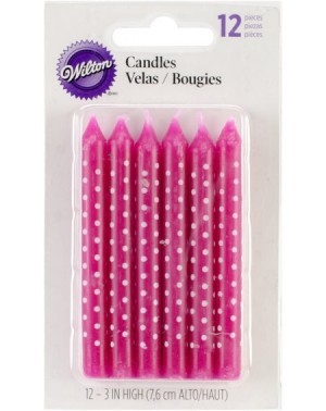 Birthday Candles Candles- 3-Inch- Pink with White Dots- 12-Pack - CE11FGGU09L $8.38