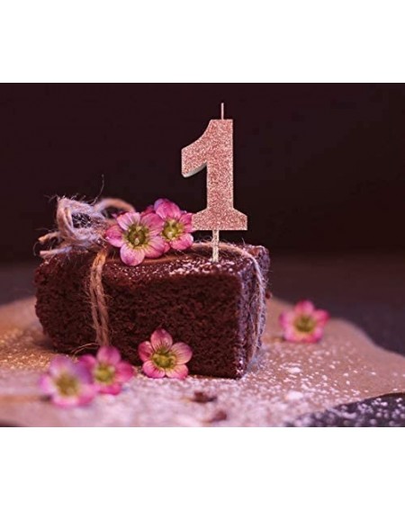 Birthday Candles Ultra Sparkle Rose Gold Glitter Birthday Number 1 Candle - Cake Topper - 8.3cm (3.25") - Nr 1 - 1 - CO19202Z...