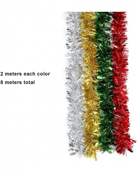 Banners & Garlands 4 Pieces Christmas Tinsel Shiny Tinsel Garland for Holiday Decoration- 4 Colors- 8 Meters Totally - C0187X...