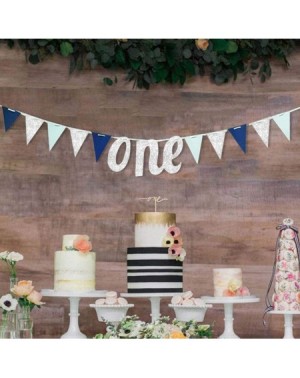 Banners Happy Birthday Banners - 2-Piece Set First Birthday One Banner Highchair Banner with Silver Glitter One Acrylic Cake ...