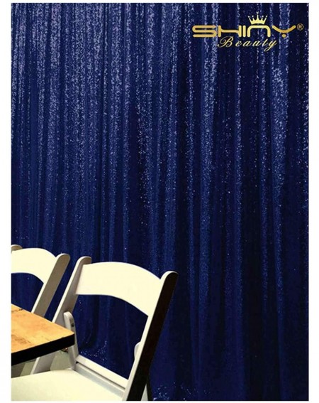Photobooth Props Navy Blue Sequence Backdrop 63x84-Inch Seqin Curtain Sewuin Back Drop Shimmer Curtains-5FTx7FT - Navy Blue -...