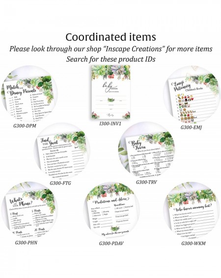 Favors SUCCULENTS Baby Shower Game - DISNEY PARENT MATCH Baby Shower Game - Pack of 25 - Gender Neutral Baby Shower Game- GRE...