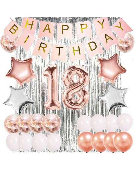 Banners & Garlands 18th Birthday Decorations Rose Gold Silver- 18 Birthday Decorations for Girls Boys Men Women- 18th Happy B...