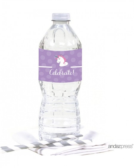 Favors Birthday Water Bottle Labels Stickers- Unicorn- 20-Pack- for Decor Decorations Dessert Table Wraps - Unicorn - C312NG0...