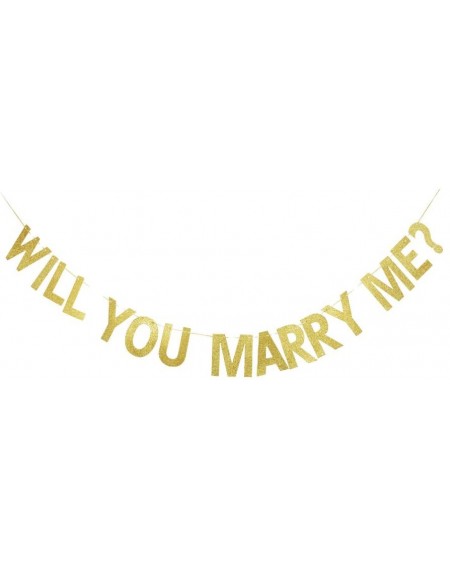 Banners & Garlands Will You Marry Me Gold Gliter Paper Sign- Proposal Decoration- Marriage Wedding Proposal Decorations - CP1...