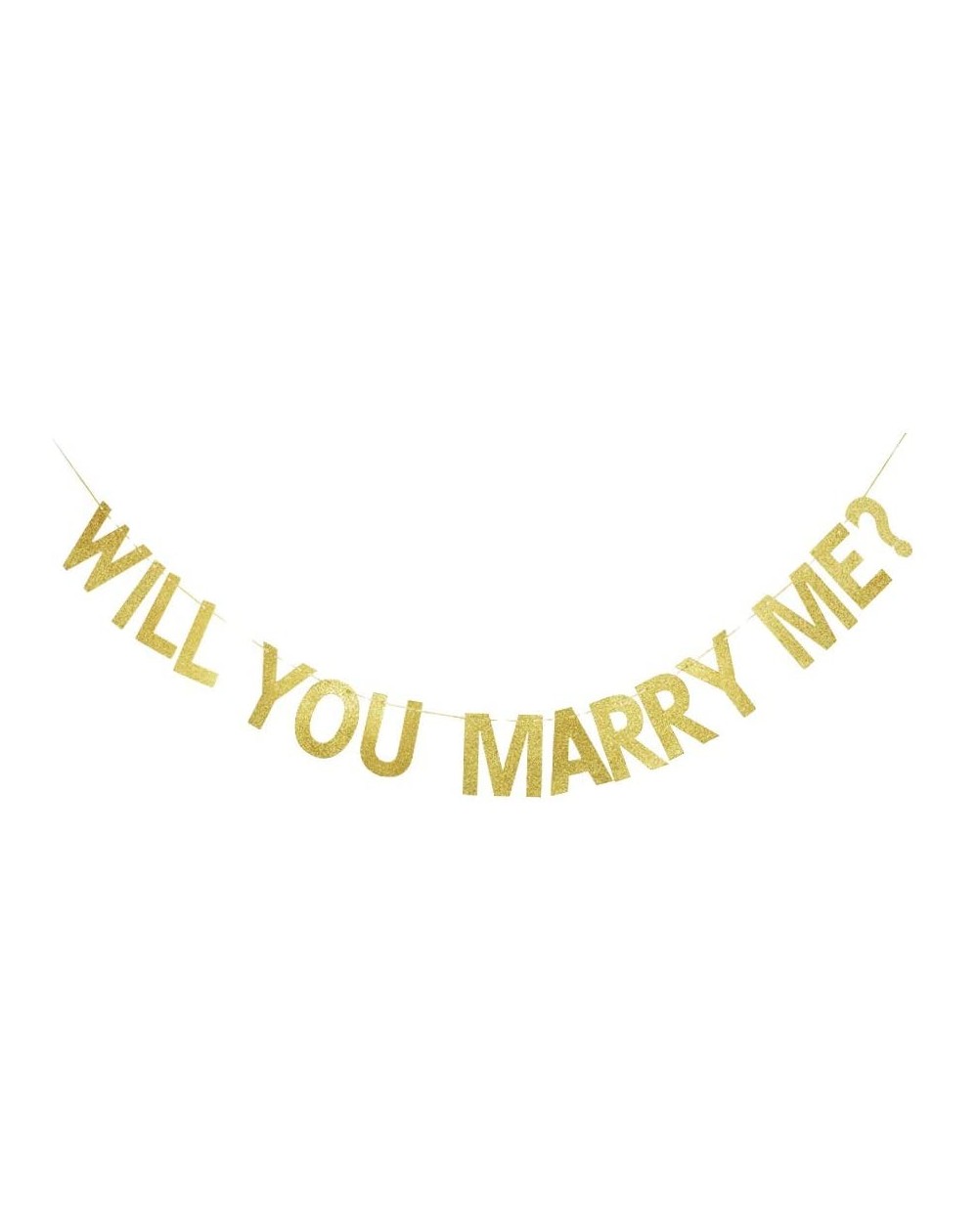 Banners & Garlands Will You Marry Me Gold Gliter Paper Sign- Proposal Decoration- Marriage Wedding Proposal Decorations - CP1...