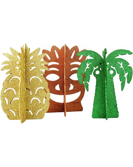 Centerpieces Set of 3 Hawaiian Luau Party Centerpieces - 3D Glitter Table Decor - 3 - C118WXD7EH7 $11.23