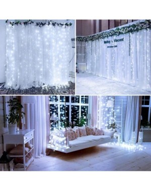 Indoor String Lights White Christmas Lights -Romantic Wedding Lights- 10 FT Connectable Curtain Lights with 8 Twinkle Modes L...