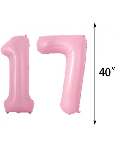 Balloons Sweet 17th Birthday Decorations Party Supplies-Pink Number 17 Balloons-17th Foil Mylar Balloons Latex Balloon Decora...