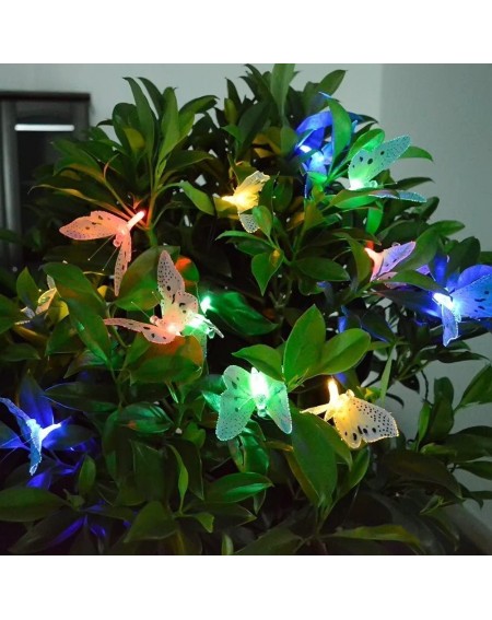 Outdoor String Lights Butterfly Solar String Lights- 12 LED Fiber Optic Multi-Color Beautiful Butterfly Fairy Lights for Outd...