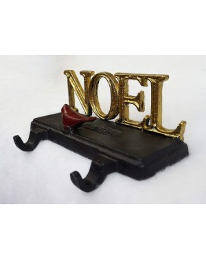 Stockings & Holders Cast Iron Noel Christmas Stocking Holder- Beautiful Gold Color Noel Hook with a Bright red Cardinal in Fr...
