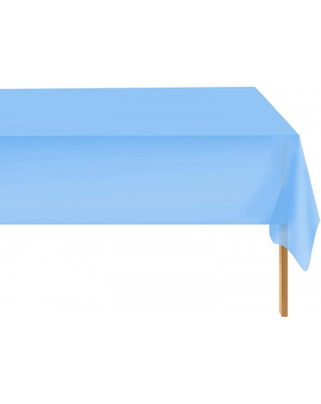 Tablecovers Sky Blue 12 Pack Standard Disposable Plastic Party Tablecloth 54 Inch. x 108 Inch. Rectangle Table Cover - Sky Bl...