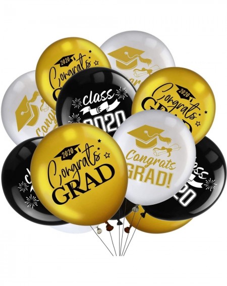 Balloons 50PCS Class of 2020 Graduation Party Latex Balloons Party Decoration White Gold and Black Party Balloons for Graduat...