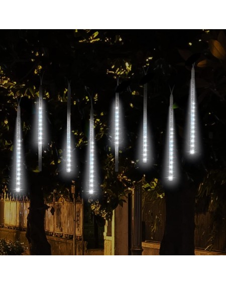Outdoor String Lights Falling Rain Decoration Lights- Waterproof LED Meteor Shower Lights with 30cm 8 Tube 144 LEDs- Icicle S...