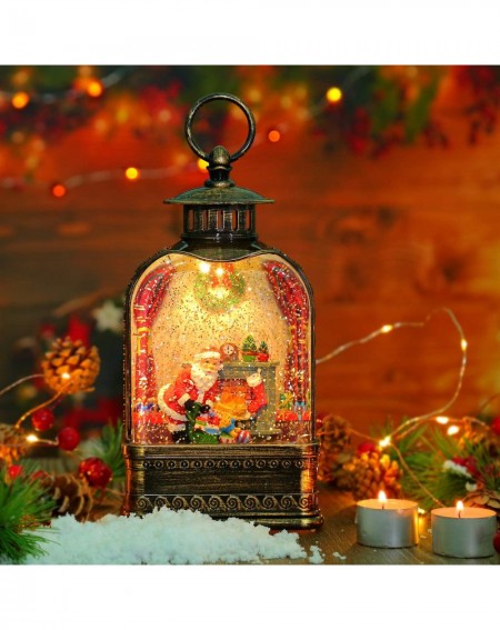 Snow Globes Christmas Music Snow Globe Lantern-Hand-Hold Christmas Globes Lamp Water Lantern- LED Lighted Swirling Glitter Wa...