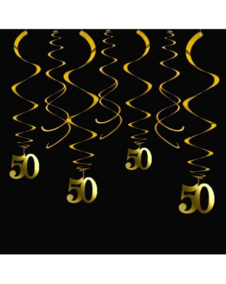 Party Favors Gold 50 Party Swirl Birthday Decorations-Foil Ceiling Hanging Swirl for 50th Birthday Party Decorations 50th Ann...