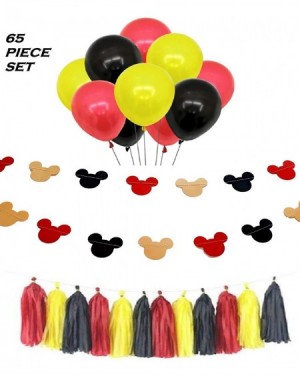 Banners & Garlands Mickey Mouse Birthday Party Decorations - Mickey Mouse Ears Banner Decor - 30 Red Yellow and Black Balloon...