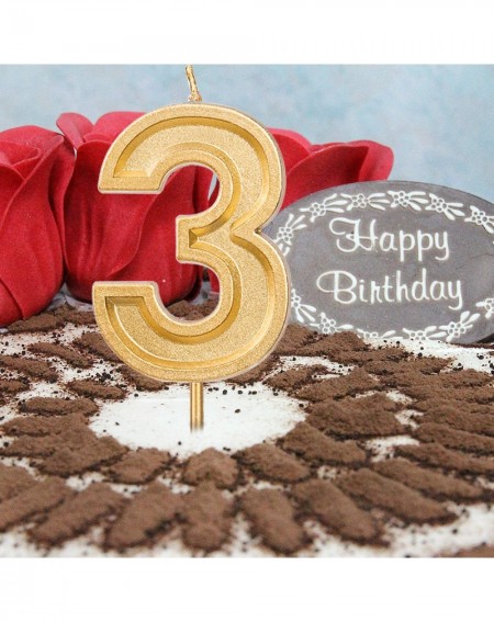 Birthday Candles 2.76 Inches Large Birthday Candles Gold Glitter Birthday Cake Candles Number Candles Cake Topper Decoration ...
