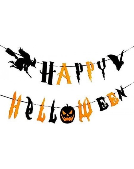 Banners Happy Halloween Banners- Pumpkin Witch Bat Bunting Indoor Outdoor Bedroom- Fireplace- Garden Halloween Party Decorati...