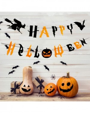 Banners Happy Halloween Banners- Pumpkin Witch Bat Bunting Indoor Outdoor Bedroom- Fireplace- Garden Halloween Party Decorati...