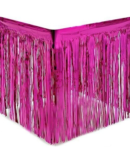Tablecovers 2 Pack Metallic Foil Fringe Table Skirt Tinsel Party Table Skirt Banner for Parade Floats Mardi Gras Party Decora...