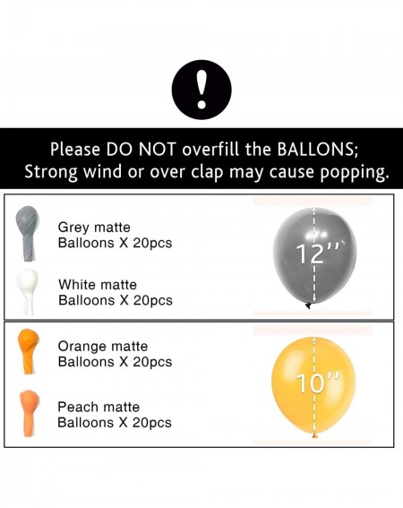 Balloons Gray and Orange Balloons- 80 pcs Matte Balloons- Pack of Gray Balloon- Peach Balloons- White Balloons- Orange Balloo...