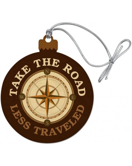 Ornaments Take The Road Less Traveled Compass Wood Christmas Tree Holiday Ornament - C9180D84SYS $16.92