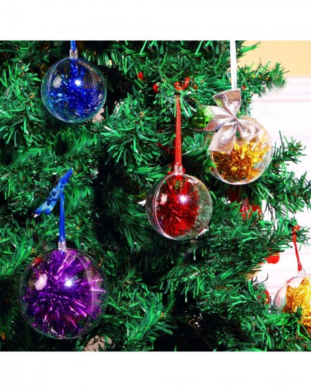 Ornaments 24 Pieces Christmas Clear Plastic Fillable Ornaments Acrylic Clear Plastic Balls with 5 Color Ribbons- DIY Wedding ...