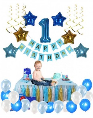 Banners & Garlands 1st Birthday Boy Decorations kit- Complete One Year Party Decoration- First Birthday boy Giant Number One ...