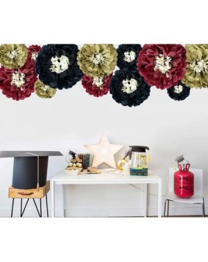 Tissue Pom Poms Red Gold Black Hanging Tissue Paper Flowers Paper Chrysanth Flowers DIY Crafting for Wedding Birthday Baby Sh...