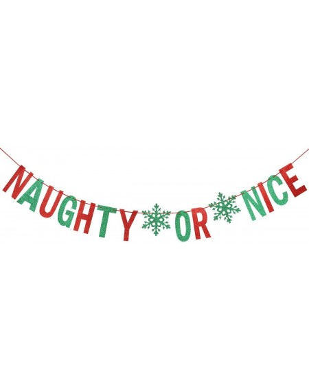 Banners Red & Green Glittery Naughty Or Nice Banner- Christmas Holiday Party Decorations-Xmas Party Decor-New Years Party-Hom...