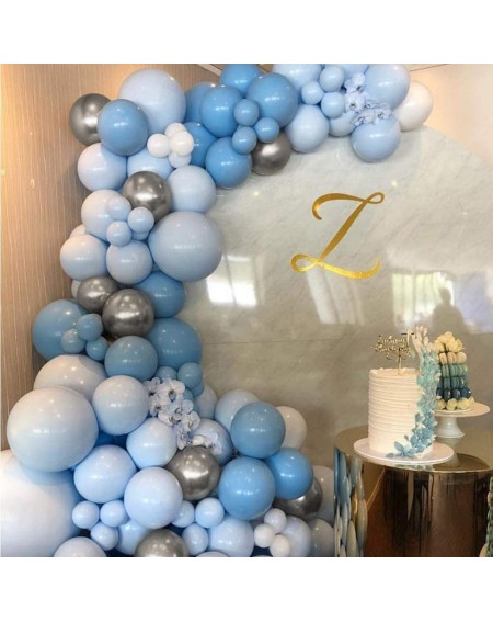 Balloons Balloon Arch Kit Blue White Silver Balloons with 18" 12" 10" Balloons for Baby Shower Birthday - CN18X5DR9O6 $13.14
