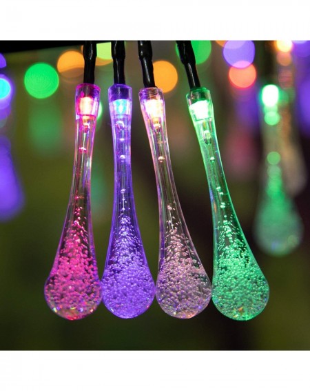 Outdoor String Lights Outdoor Solar String Lights 25.7 Feet 40 Led Water Drop Solar Powered Lights with 8 Modes- Waterproof F...