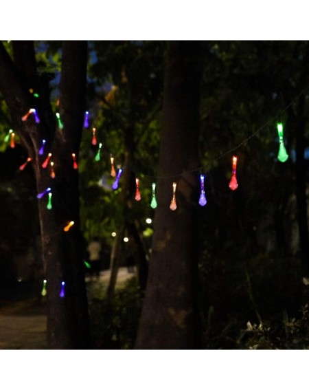 Outdoor String Lights Outdoor Solar String Lights 25.7 Feet 40 Led Water Drop Solar Powered Lights with 8 Modes- Waterproof F...