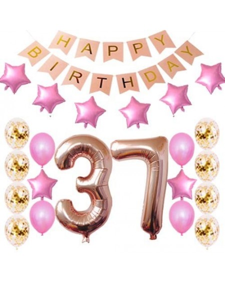 Balloons 37th Birthday Decorations Party Supplies Happy 37th Birthday Confetti Balloons Banner and 37 Number Sets for 37 Year...