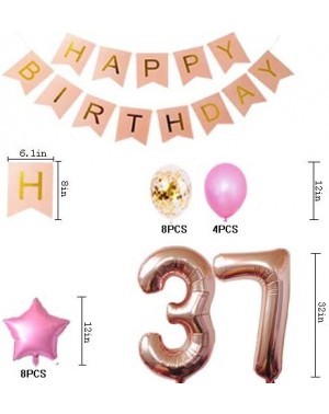 Balloons 37th Birthday Decorations Party Supplies Happy 37th Birthday Confetti Balloons Banner and 37 Number Sets for 37 Year...