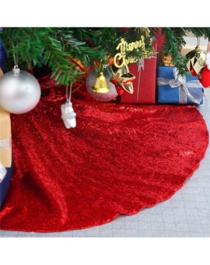 Tree Skirts Red Sequin Tree Skirt 50Inch Christmas Tree Skirt Embroidered Sparkly Xmas Tree Ornament Christmas Decoration - R...