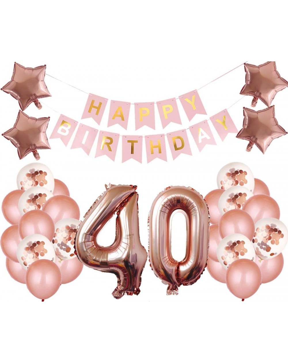 Balloons 40th Birthday Party Decorations Kit Happy Birthday Banner with Number 40 Birthday Balloons for Birthday Party Suppli...