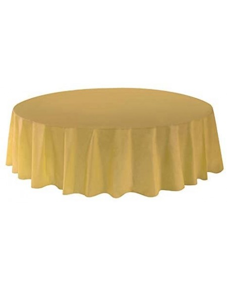 Tablecovers 12-Pack Premium Plastic Table Cover Medium Weight Disposable Tablecloth-12PK Round 84"-Gold-TC58503 - Gold - C419...