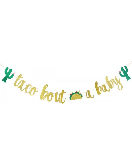 Banners Gold Glittery Taco Bout A Baby Banner- Gold Glitter Banner for Mexican Fiesta Themed Baby Shower Decorations- Safe & ...