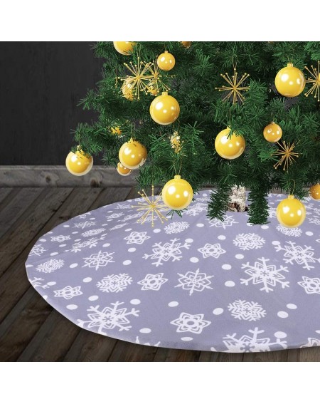 Tree Skirts Christmas Tree Skirt-48 Inches Tree Skirt Double Layers Grey and White Snow Carpet for Christmas Decorations- Xma...