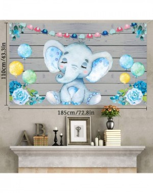 Banners Blue Elephant Boy Baby Shower Decorations Supplies- Large Fabric Cute Baby Elephant Backdrop for Baby Shower Party El...